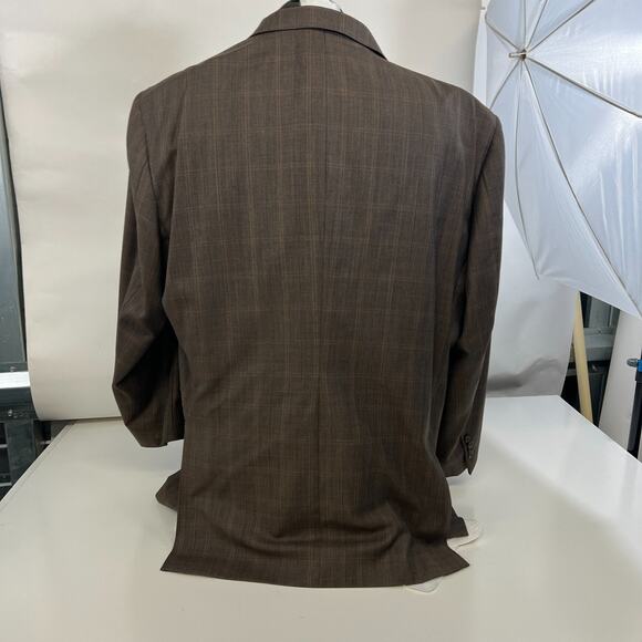 Peter Millar Men's Blazer Sport Coat Jacket Brown Plaid Glen Check‎ Wool 48 - Picture 4 of 16
